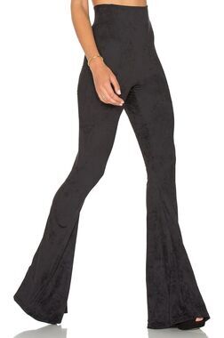 Show Me Your Mumu Bam Bam Bells Pants Black  Stretch Suede L NWT Disco Festival